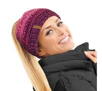 TOSKATOK Gorro térmico con forro polar para mujer, Morado/Morello/rosa, Talla única
