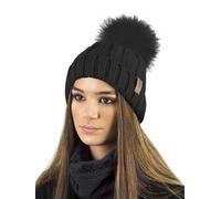 TOSKATOK Gorro y Bufanda para Mujer de Invierno con Gorro y Forro Polar cálido con Forro Polar cálido y pompón Grande de Piel sintética - Disponible Solo o en Conjunto