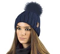 TOSKATOK Gorro y Bufanda para Mujer de Invierno con Gorro y Forro Polar cálido con Forro Polar cálido y pompón Grande de Piel sintética - Disponible Solo o en Conjunto
