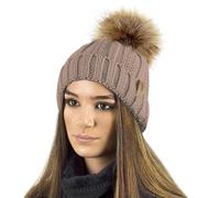 TOSKATOK Gorro y Bufanda para Mujer de Invierno con Gorro y Forro Polar cálido con Forro Polar cálido y pompón Grande de Piel sintética - Disponible Solo o en Conjunto