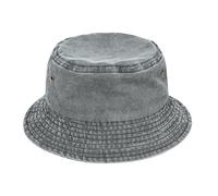 TOSKATOK Sombrero de pescador de algodón lavado puro con protección solar UV, transpirable, para playa, vacaciones, viaje, gris, L