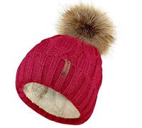 TOSKATOK Sombrero de Punto Grueso para Mujer, con Forro Polar y pellizco de Piel sintética Desmontable ...