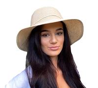 TOSKATOK® Sombrero Panama Paja Mujer de Verano de ala Ancha Sombrero de Playa Plegable Gorro del Sol