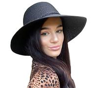 TOSKATOK® Sombrero Panama Paja Mujer de Verano de ala Ancha Sombrero de Playa Plegable Gorro del Sol