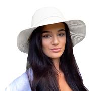 TOSKATOK® Sombrero Panama Paja Mujer de Verano de ala Ancha Sombrero de Playa Plegable Gorro del Sol
