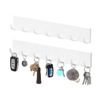Toski 2 Piezas Colgador llaves Pared Sin Taladrar, Cuelga llaves Pared Colgador de llaves Porta llaves, 7 Ganchos, Adhesivo Potente, sin Huellas - Gris, Estilo Moderno para Salón y Cocina, Blanco