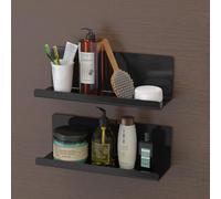 Toski 2pz Estanterias de Pared, Estante Pared montados en la, Estantes Ducha para, flotantes, Autoadhesivo,acrílico, Negro