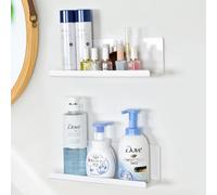 Toski 2pz Estanterias de Pared, Estante Pared montados en la Pared, Estantes Ducha para,Estantes flotantes de Pared, Autoadhesivo,acrílico,Blanco