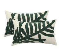 Tosleo - Juego de 2 fundas de almohada bordadas, 30 x 50 cm, fundas de cojín con hojas, fundas de almohada elegantes, perfectas para decorar tu sofá, dormitorio, salón, coche, granja y jardín