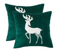Tosleo Juego de 2 fundas de almohada de 45,7 x 45,7 cm, diseño de ciervos de Navidad, estilo tradicional, resistente a la decoloración, uso en interiores, decoración de fiesta