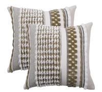 Tosleo Juego de 2 fundas de almohada de felpilla bohemias de 18 x 18 pulgadas, fundas de cojín cuadradas de felpa suave para sofá, cama, sala de estar, decoración de granja