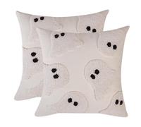 Tosleo Juego de 2 fundas de almohada de Halloween de 18 x 18 pulgadas, diseño de fantasmas blancos bordados, fundas de almohada cuadradas para Acción de Gracias, hogar, fiesta, otoño, decoración