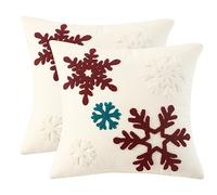 Tosleo Juego de 2 fundas de almohada de Navidad de copo de nieve blanco de 18 x 18 pulgadas, decoración de fiesta de Navidad, funda de cojín suave para sofá, cama, sala de estar