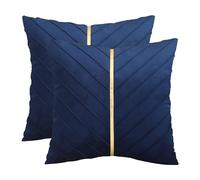 Tosleo Juego de 2 Fundas de Almohada de Terciopelo Azul Marino de 18 x 18 Pulgadas, con Fundas Decorativas de Cuero Dorado, Fundas de Almohada Modernas de Lujo para Sala de Estar, Dormitorio, sofá o