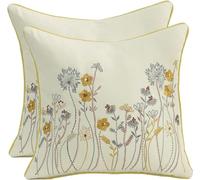 Tosleo Juego de 2 Fundas de Almohada Decorativas Bordadas 16 x 16 Pulgadas - Flores, Decoración de Granja, Cuadradas Florales (Jardín de Flores)