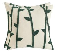 Tosleo Juego de 2 fundas de almohada decorativas bordadas de 18 x 18 pulgadas, fundas de almohada de paja verde, fundas de almohada cuadradas para sofá, dormitorio, sala de estar y coche