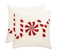 Tosleo Juego de 2 fundas de almohada navideñas de 18 x 18 pulgadas, color rojo, decoración de fiesta de Navidad, funda de cojín bordada para sofá, cama, sala de estar