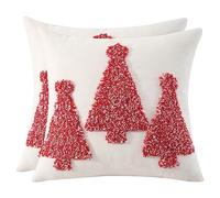 Tosleo Juego de 2 fundas de almohada rojas para árbol de Navidad de 18 x 18 pulgadas, decoración de fiesta de Navidad, fundas de cojín suaves para sofá, cama, sala de estar