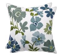 Tosleo Juego de 2 fundas de cojín de 45 x 45 cm con diseño de flores para jardín, diseño de primavera, color azul