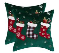 Tosleo Juego de 2 fundas de cojín de 45 x 45 cm, diseño de árbol de Navidad, sofá, salón, dormitorio, sofá, 45 x 45 cm (verde3, 45 x 45 cm)