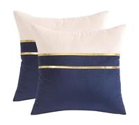 Tosleo Juego de 2 fundas de cojín de algodón y lino, revestimiento de terciopelo, 55 x 55 cm, decorativas, color azul, fundas de cojín decorativas de lujo, para dormitorio, sofá, cama de jardín, sofá