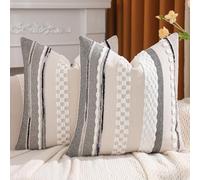 Tosleo - Juego de 2 fundas de cojín de chenilla, 45 x 45 cm, funda de almohada cuadrada de algodón, para sofá, silla, dormitorio, sillón, color blanco