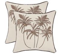 Tosleo Juego de 2 fundas de cojín de verano de 45 x 45 cm, diseño de palmera, color marrón y primavera, diseño de hojas