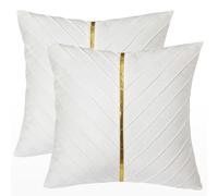 Tosleo - Juego de 2 fundas de cojín decorativas de terciopelo para sofá, salón, dormitorio, sofá, cama, piel dorada, 45 x 45 cm, color blanco