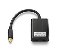 Toslink Splitter 1 Entrada 2 Salidas Divisor Cable Optico Audio Digital Spdif Splitter de Audio Óptico Adaptador de para TV DVD Amplificador Barra de Sonido (Negro)