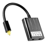 Toslink Splitter Divisor Óptico 1 Entrada 2 Salidas, Audio Digital S/PDIF, Cable Óptico, Distribuidor de Audio, Adaptador para TV, DVD, Amplificador, Barra de Sonido, Negro