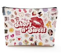 TOSNBIL Sabrina - Bolsa de maquillaje para fanáticos, regalo de cumpleaños para mujer, día de la madre, enfermera, graduación, para amantes de la música, Rojo -, Short N Sweet