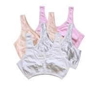TOSOFT 4 Piezas De Sujetador Tipo Bralette Con Cierre Frontal 100 % Algodón For Mujeres Mayores Cobertura Total Cómodo Sin Aros For Camisetas Ropa Interior(XXL/XX-Large)