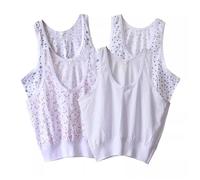 TOSOFT 4PCS 100% Algodón Camisola Chaleco Sujetadores Abuela Sin Alambre Pullover Crop Tank Tops Para Las Mujeres De Edad Avanzada Ropa Interior Mamá(XXL/XX-Large)