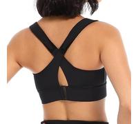 TOSOFT Sujetadores Deportivos De Compresión De Talla Grande For Mujer, Ropa Interior Cruzada Entrenamiento Fitness Yoga Bralette A Prueba De Golpes Tops (Color : Black, Size : XXXL/XXX-Large)