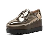 TOSOFT Zapatos Oxford De Charol 2025 For Mujer Con Plataforma Gruesa Y Punta Cuadrada Zapatillas Elegantes For Caminar En Otoño.(Gunmetal,40 EU)