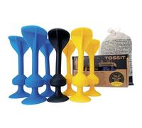 TOSSIT Dardos con Ventosa, Divertido Juego de Lanzar para Familia y Fiesta, Silicona para Jardín, Interior y Exterior, Petanca Boccia Juego de Mesa, Regalo Niños Adultos, Starter Pack, Azul Amarillo