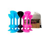 TOSSIT Juego Dardos de Silicona Ventosa - Juega con Familia y Amigos, Modos Petanca o Bocha y más! Ideal Interior Exterior, Diversión Portatil Todas Las Edades! Starter Pack: 2 Colores + 1 Negro