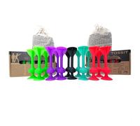 TOSSIT Juego Dardos de Silicona Ventosa - Juega con Familia y Amigos, Modos Petanca o Bocha y más! Ideal Interior Exterior, Diversión Portatil Todas Las Edades! Twin Pack: 4 Colores + 2 Negros
