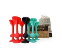 TOSSIT Juego Dardos de Silicona Ventosa - Juega con Familia y Amigos, Modos Petanca o Bocha y más! Ideal Interior Exterior, Diversión Portatil Todas Las Edades! Starter Pack: 2 Colores + 1 Negro