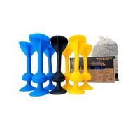 TOSSIT Juego Dardos de Silicona Ventosa - Juega con Familia y Amigos, Modos Petanca o Bocha y más! Ideal Interior Exterior, Diversión Portatil Todas Las Edades! Starter Pack: 2 Colores + 1 Negro