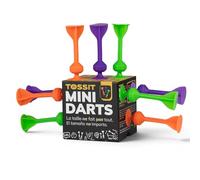 TOSSIT Mini Darts, Juego de Dardos con Ventosa, Petanca Interior Exterior para Pared y Suelo, Silicona Resistente, Juego de Mesa y Viaje, 9 Dardos, 3 Colores, Neon Edition, Naranja Morado Verde
