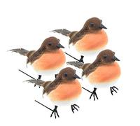 ToSSme 4pcs Gran Robin pájaro árbol de Navidad decoración Manualidades Muy Bonito Artificial de Plumas