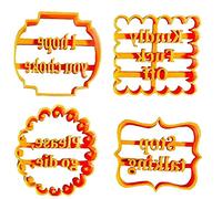 TOSSPER 4pcs Cortadores Galletas Divertido Lengua Moldes Galletas Digües Groseros Palabras Cuss Fondant Sello para Panadería Cocina