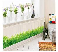 TOSSPER Wall Hierba Fresca 3D Verde Etiqueta De La Placa Base De PVC Vinilo Decorativo Inicio para Sala De Estar Dormitorio Nursery Balcón 132 * 26cm