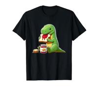 Tostada de Mermelada de Dinosaurio Camiseta gráfica económica, Hombre, Negro, XL