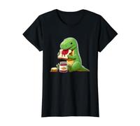 Tostada de Mermelada de Dinosaurio Camiseta gráfica económica, Mujer, Negro, XS