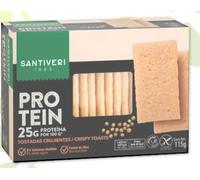 Tostadas Crujientes Proteicas, 25g de Proteína por 100g, Sin Gluten, Fuente de Fibra, 115g. Pack de 3