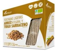 Tostadas Ligeras de Arroz Integral y Trigo Sarraceno, Orgánico, Sin Gluten, 90 g. Pack de 3