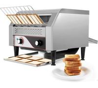 Tostador Con Cinta Transportadora De Acero Inoxidable,Tostadora Comercial | Tostadas Y Panecillos De Hamburguesa, Bandeja De Cobertura Recogemigas, 2 Compartimentos De Salida,7 Ajustes De Velocidad