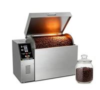 Tostador eléctrico de granos de café de 1800 W, máquina de acero inoxidable con temperatura ajustable y paleta de agitación abatible para un tostado uniforme de nueces